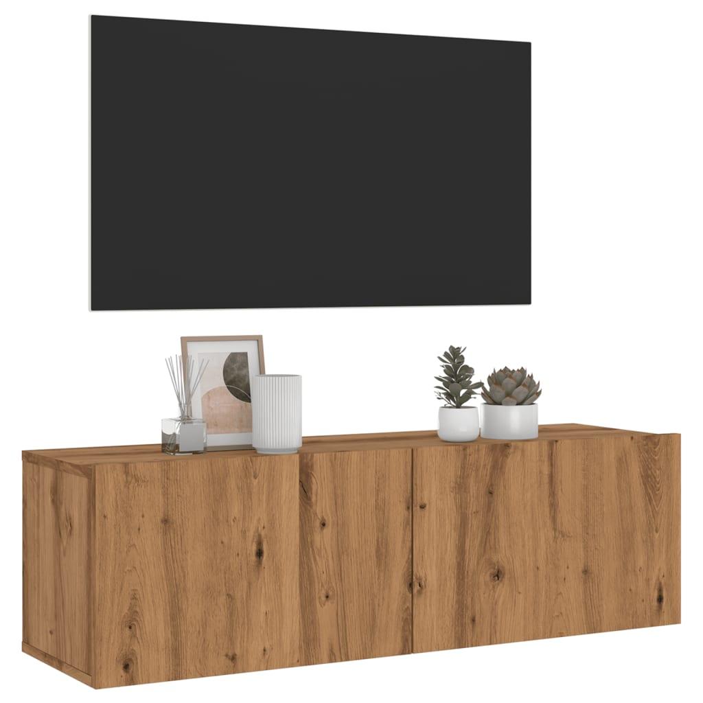 Væghængt tv-bord 100x30x30 cm konstrueret træ kunsteg