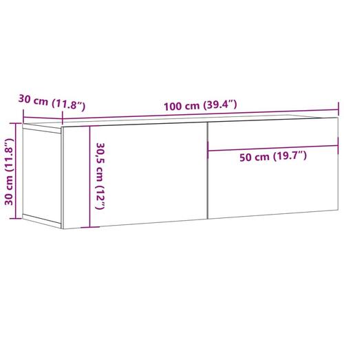 Væghængt tv-bord 100x30x30 cm konstrueret træ kunsteg