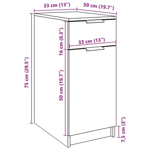 Skab til skrivebord 33×50×75 cm - konstrueret træ, antikt træ
