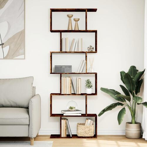 Bogreol/rumdeler 70x24x193 cm 6 niveauer konstrueret træ