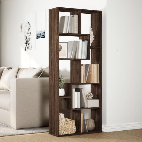 Bogreol/rumdeler 67x25x161,5 cm konstrueret træ brun egetræ
