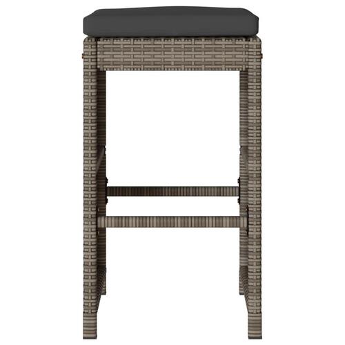 Barstole til haven med hynder 4 stk. polyrattan grå
