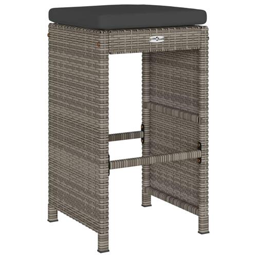 Barstole til haven med hynder 4 stk. polyrattan grå