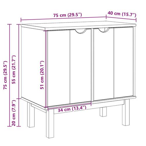 Entréskab OTTA 75x40x45 cm massivt fyrretræ