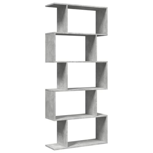 Bogreol/rumdeler 70x24x161cm 5niveauer konstrueret træ betongrå
