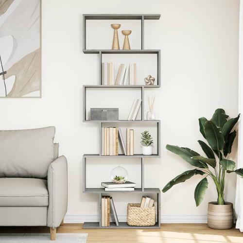 Bogreol/rumdeler 70x24x193 cm 6 niveauer konstrueret træ