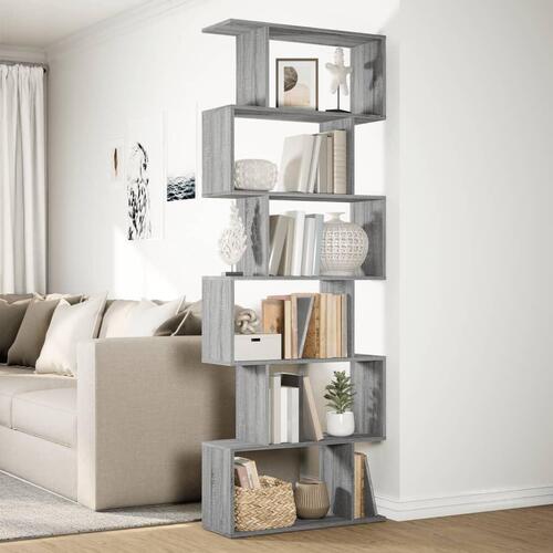 Bogreol/rumdeler 70x24x193 cm 6 niveauer konstrueret træ
