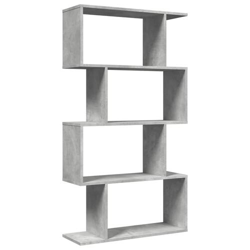 Bogreol/rumdeler 70x24x129cm 4niveauer konstrueret træ betongrå
