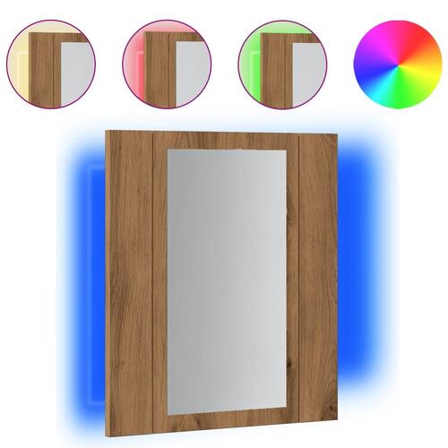 Spejlskab med LED-lys 40x12x45 cm konstrueret træ kunsteg