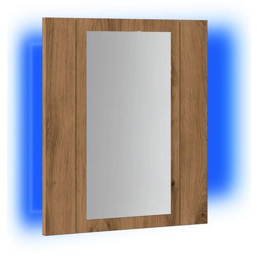 Spejlskab med LED-lys 40x12x45 cm konstrueret træ kunsteg