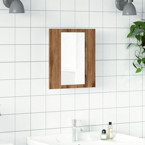 Spejlskab med LED-lys 40x12x45 cm konstrueret træ kunsteg