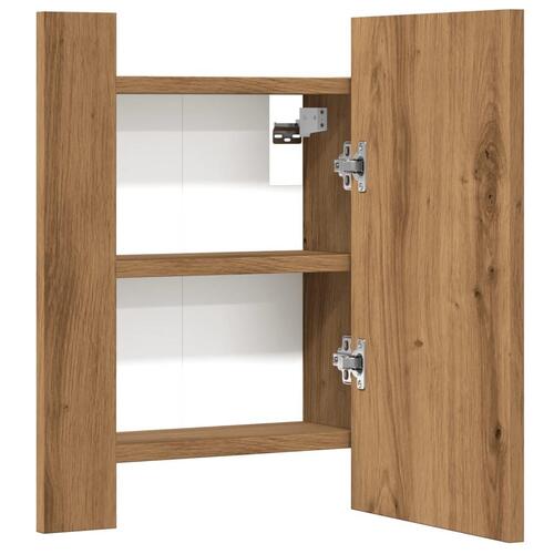 Spejlskab med LED-lys 40x12x45 cm konstrueret træ kunsteg