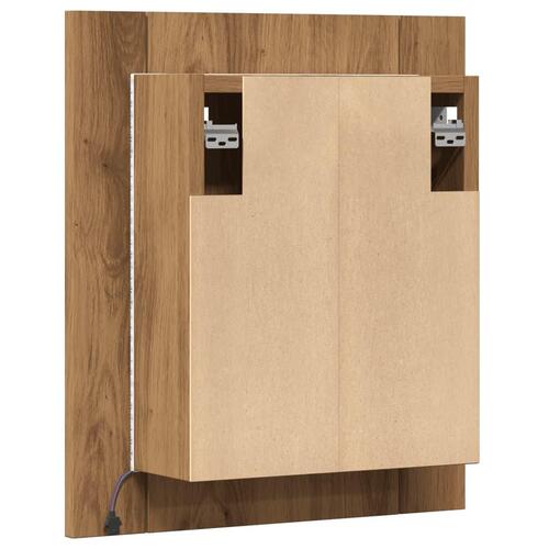 Spejlskab med LED-lys 40x12x45 cm konstrueret træ kunsteg