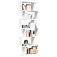 Bogreol/rumdeler 70x24x193 cm 6 niveauer konstrueret træ hvid
