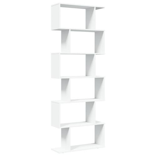Bogreol/rumdeler 70x24x193 cm 6 niveauer konstrueret træ hvid