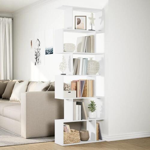 Bogreol/rumdeler 70x24x193 cm 6 niveauer konstrueret træ hvid