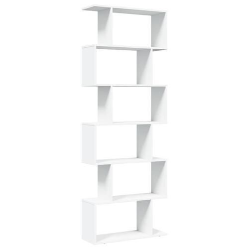 Bogreol/rumdeler 70x24x193 cm 6 niveauer konstrueret træ hvid