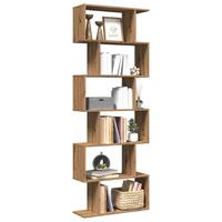Bogreol/rumdeler 70x24x193cm 6 niveauer konstrueret træ kunsteg