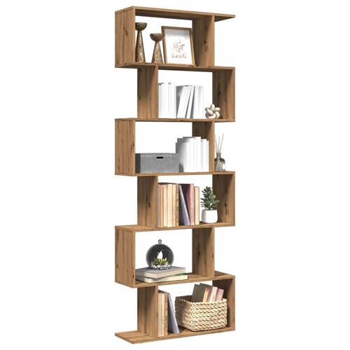 Bogreol/rumdeler 70x24x193cm 6 niveauer konstrueret træ kunsteg