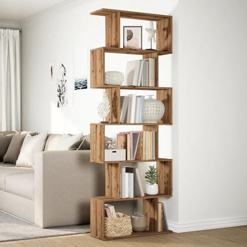 Bogreol/rumdeler 70x24x193cm 6 niveauer konstrueret træ kunsteg