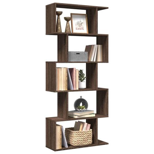 Bogreol/rumdeler 70x24x161cm 5 niveauer konstrueret træ brun eg