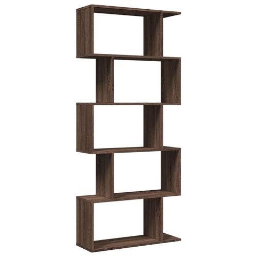 Bogreol/rumdeler 70x24x161cm 5 niveauer konstrueret træ brun eg