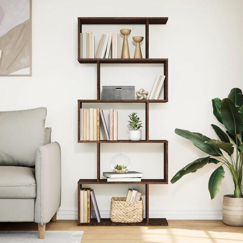 Bogreol/rumdeler 70x24x161cm 5 niveauer konstrueret træ brun eg