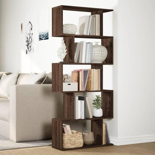 Bogreol/rumdeler 70x24x161cm 5 niveauer konstrueret træ brun eg