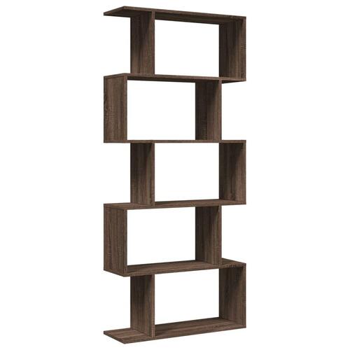 Bogreol/rumdeler 70x24x161cm 5 niveauer konstrueret træ brun eg