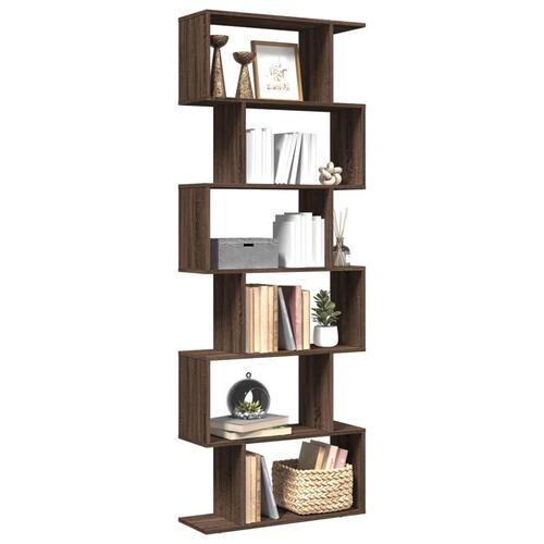 Bogreol/rumdeler 70x24x193cm 6 niveauer konstrueret træ brun eg