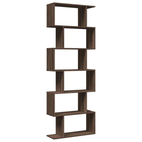 Bogreol/rumdeler 70x24x193cm 6 niveauer konstrueret træ brun eg