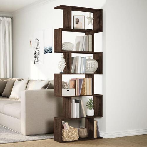 Bogreol/rumdeler 70x24x193cm 6 niveauer konstrueret træ brun eg