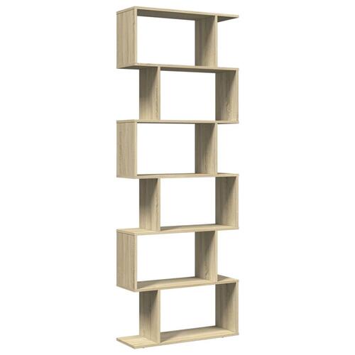 Bogreol/rumdeler 70x24x193 cm 6 niveauer konstrueret træ