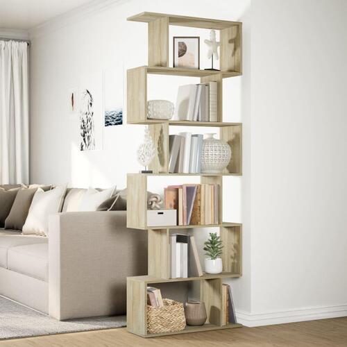 Bogreol/rumdeler 70x24x193 cm 6 niveauer konstrueret træ