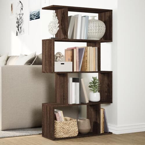 Bogreol/rumdeler 70x24x129cm 4 niveauer konstrueret træ brun eg