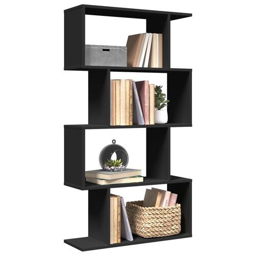 Bogreol/rumdeler 70x24x129 cm 4 niveauer konstrueret træ sort