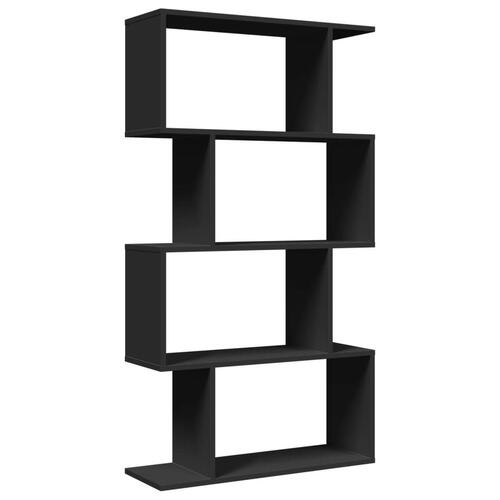 Bogreol/rumdeler 70x24x129 cm 4 niveauer konstrueret træ sort