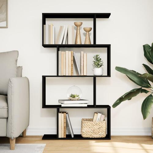 Bogreol/rumdeler 70x24x129 cm 4 niveauer konstrueret træ sort