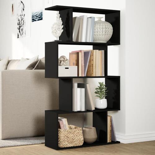 Bogreol/rumdeler 70x24x129 cm 4 niveauer konstrueret træ sort