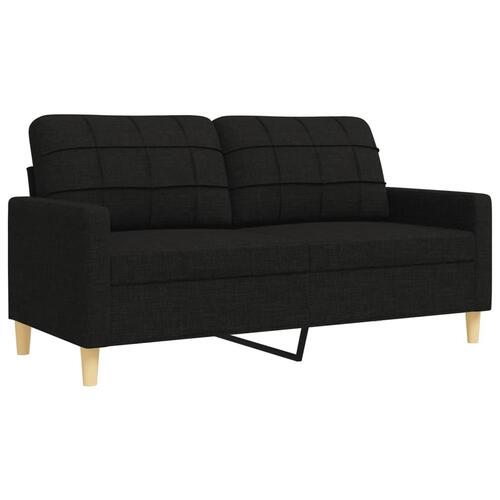 Sofasæt 4 dele med fodskammel og pyntepuder stof sort