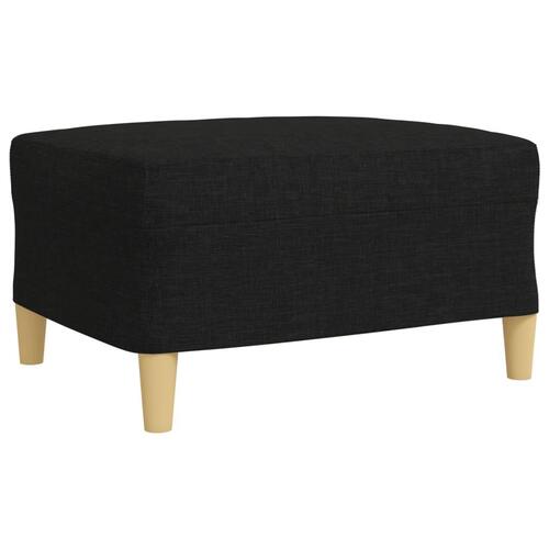 Sofasæt 4 dele med fodskammel og pyntepuder stof sort