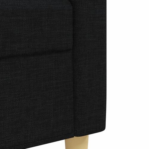 Sofasæt 4 dele med fodskammel og pyntepuder stof sort