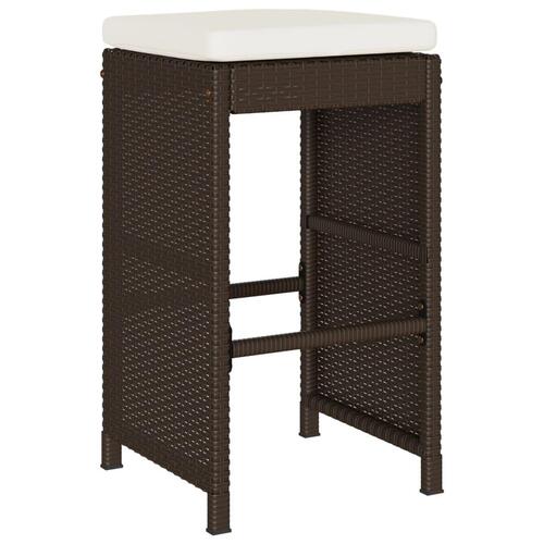 Barstole til haven med hynder 4 stk. polyrattan brun