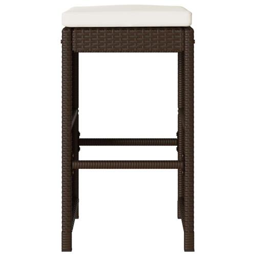 Barstole til haven med hynder 4 stk. polyrattan brun