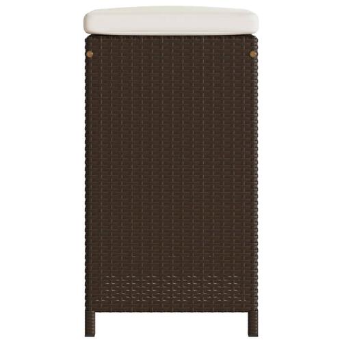 Barstole til haven med hynder 4 stk. polyrattan brun