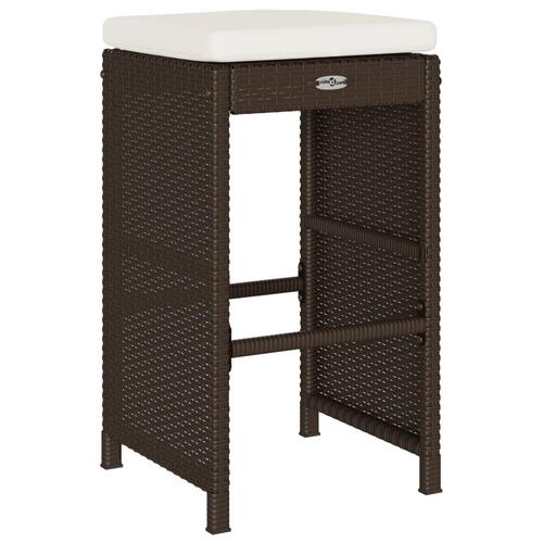 Barstole til haven med hynder 4 stk. polyrattan brun