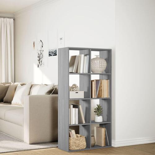 Bogreol/rumdeler 69,5x29x137,5 cm konstrueret træ grå sonoma-eg