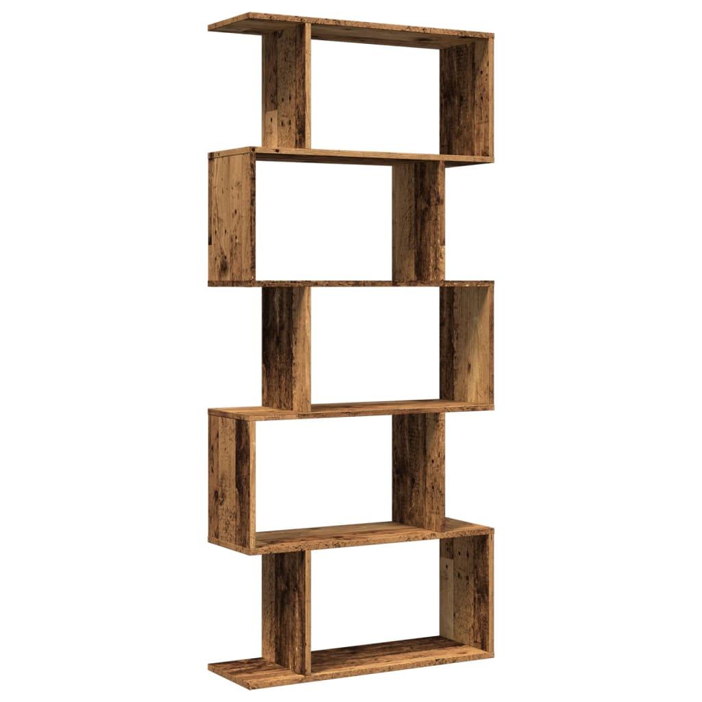 Bogreol/rumdeler 70x24x161 cm 5 niveauer konstrueret træ