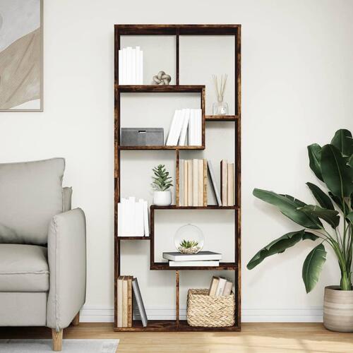 Bogreol/rumdeler 67x25x161,5 cm konstrueret træ røget eg