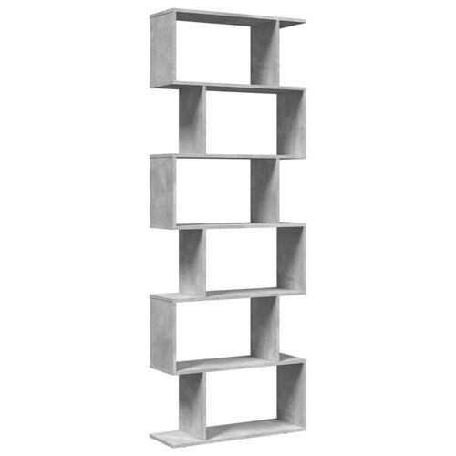 Bogreol/rumdeler 70x24x193cm 6niveauer konstrueret træ betongrå